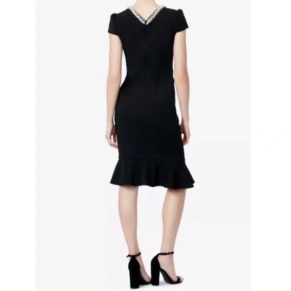 Betsey Johnson Pearl Trim Trumpet Ruffle Sheath Dress 10 - Picture 2 of 15